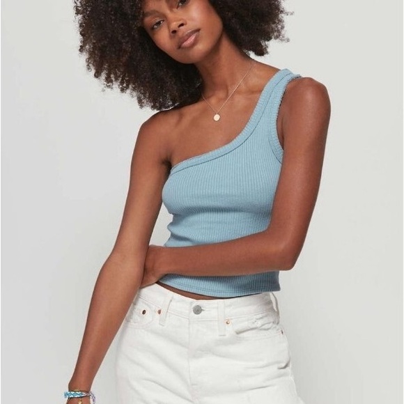 Urban Outfitters Tops - Urban Outfitters Blue One-Shoulder Tank Top